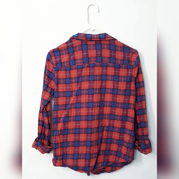 HOLLISTER Vintage Red & Blue Plaid Flannel Button-up Shirt - Picture 4 of 12